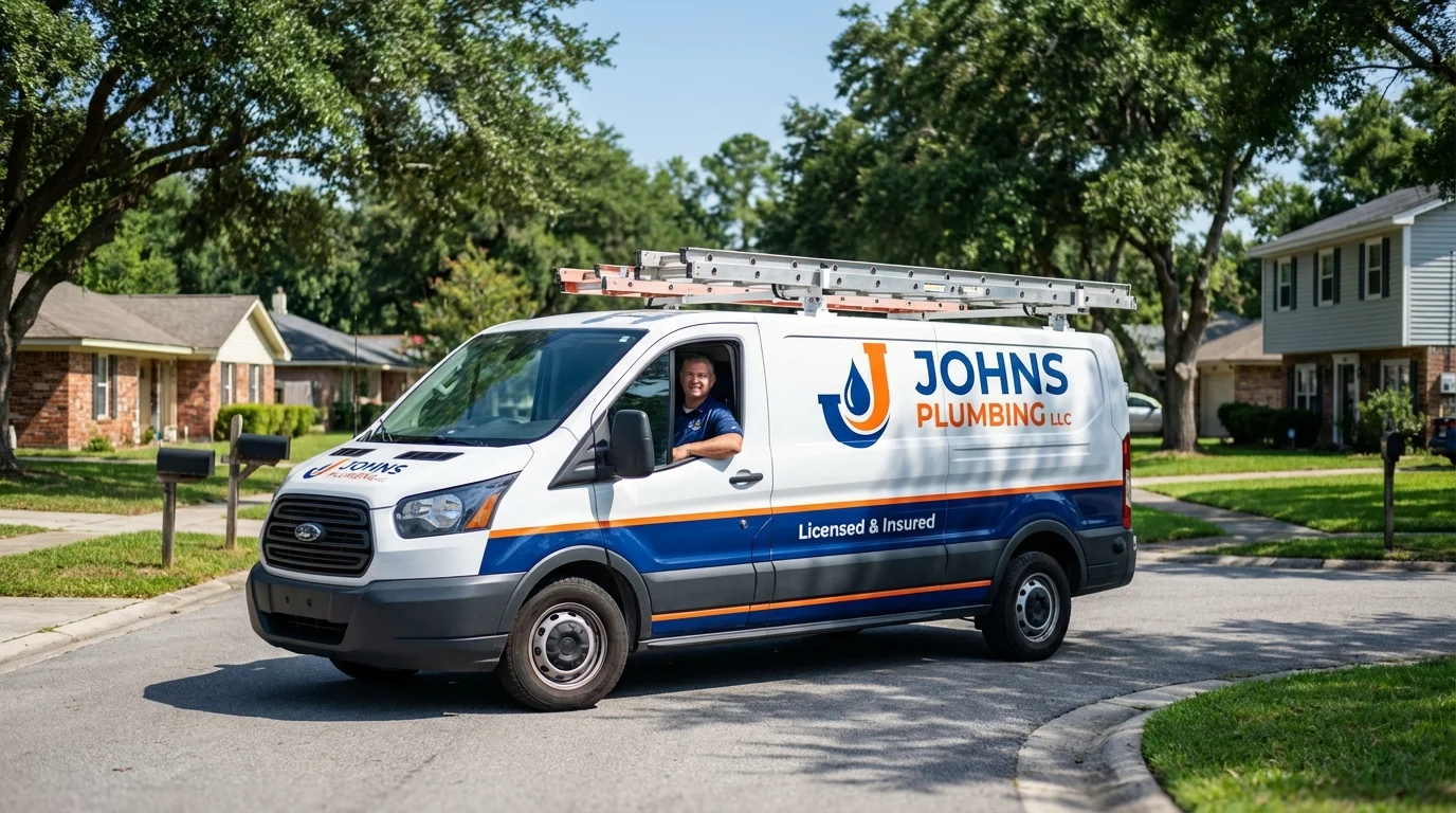 Johns Plumbing LLC service van in Spring Grove, IL